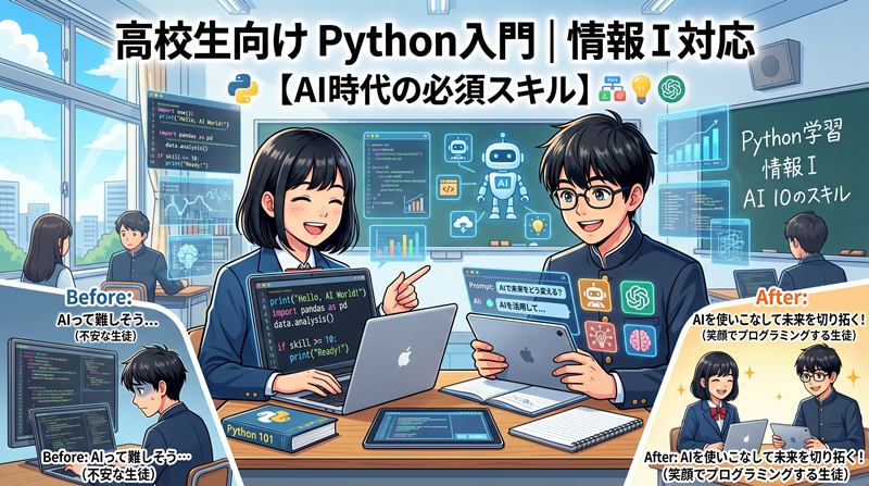 高校生向けPython入門｜情報Ⅰ対応で初心者にも分かりやすく解説【AI時代の必須スキル】