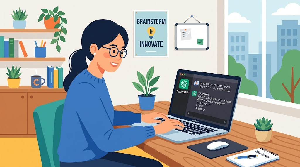 ChatGPTにプロンプトを入力している様子のイラスト