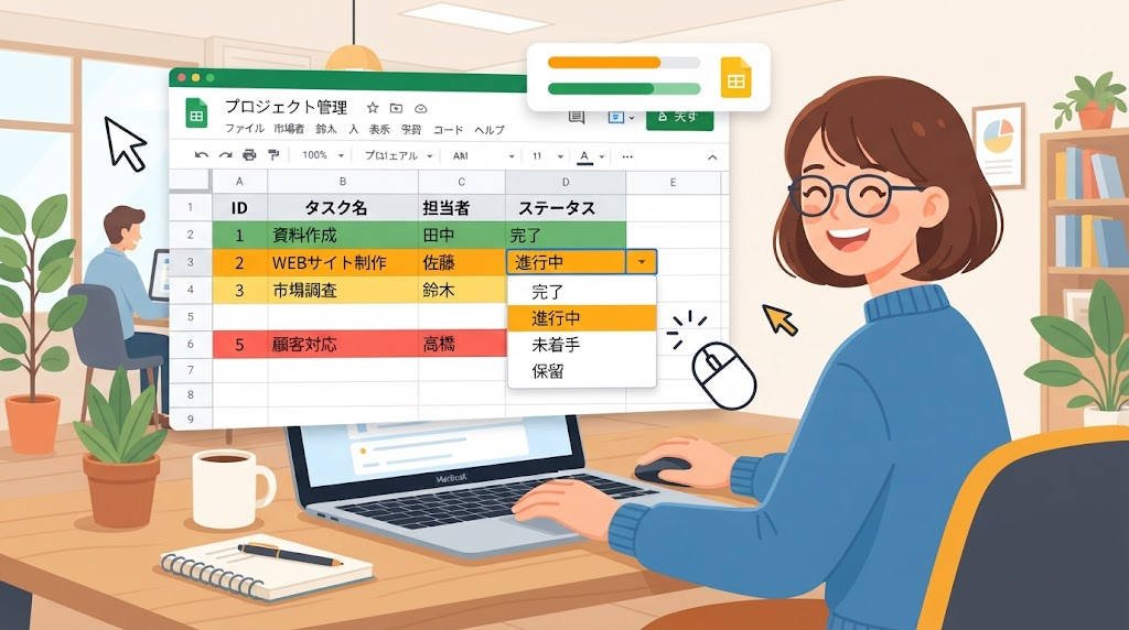 プルダウン色付けのイメージイラスト