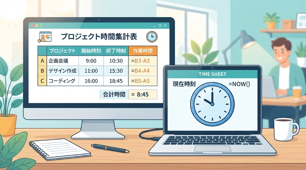 時間計算のイメージイラスト