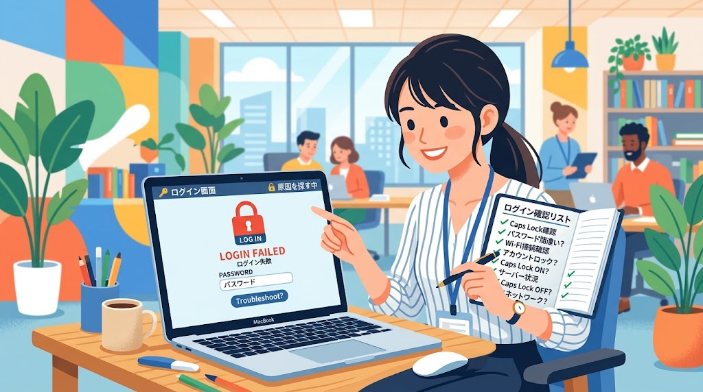 ログインできない原因を探すイメージイラスト