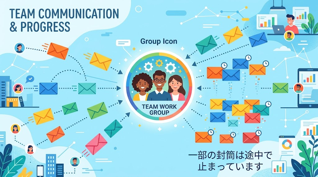 グループメールが届かない原因を確認するイメージイラスト