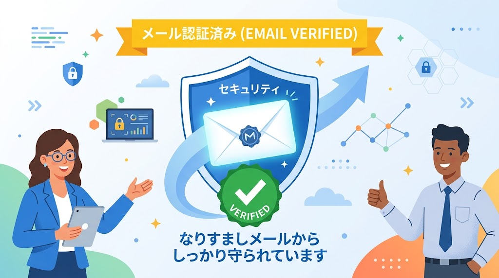 メール認証でなりすましを防ぐイメージイラスト