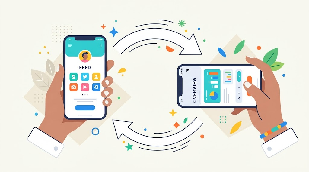 スマートフォンを横向きにしているイメージイラスト
