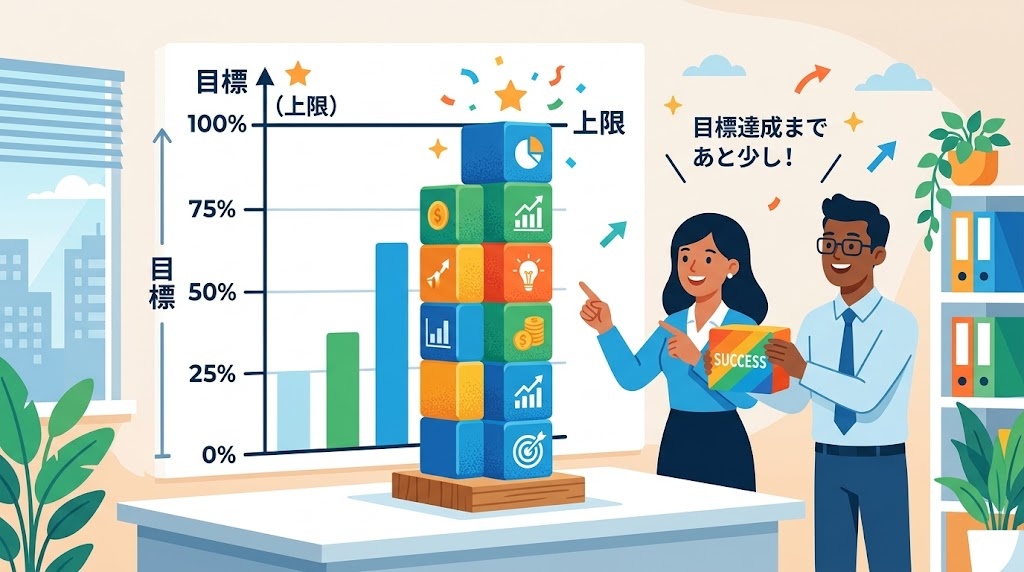 積み上がるブロックと上限のイメージイラスト