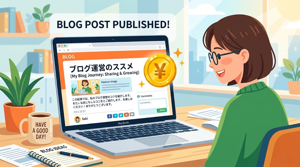 ブログを公開するイメージイラスト