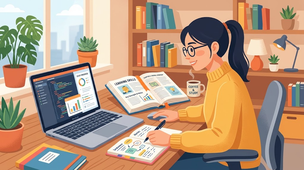 本でNotionを学ぶイメージイラスト
