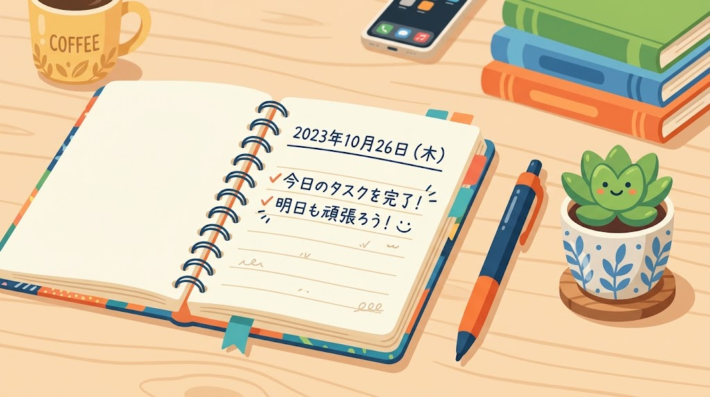 日記を書くイメージイラスト