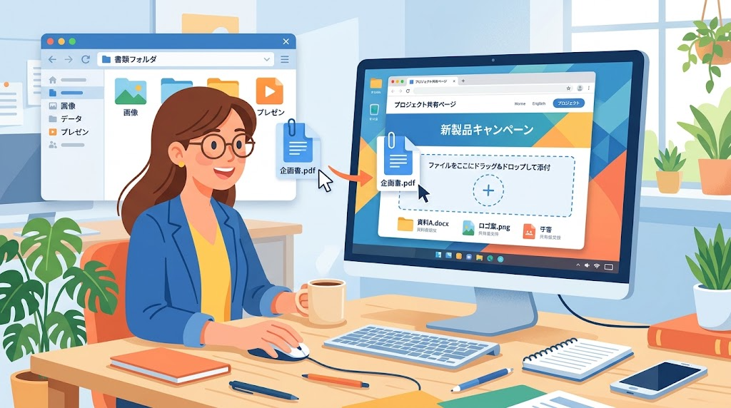ファイルを添付するイメージイラスト