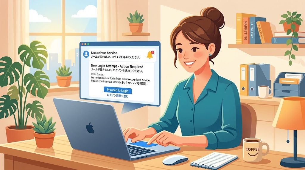 メールでログインを進めるイメージイラスト