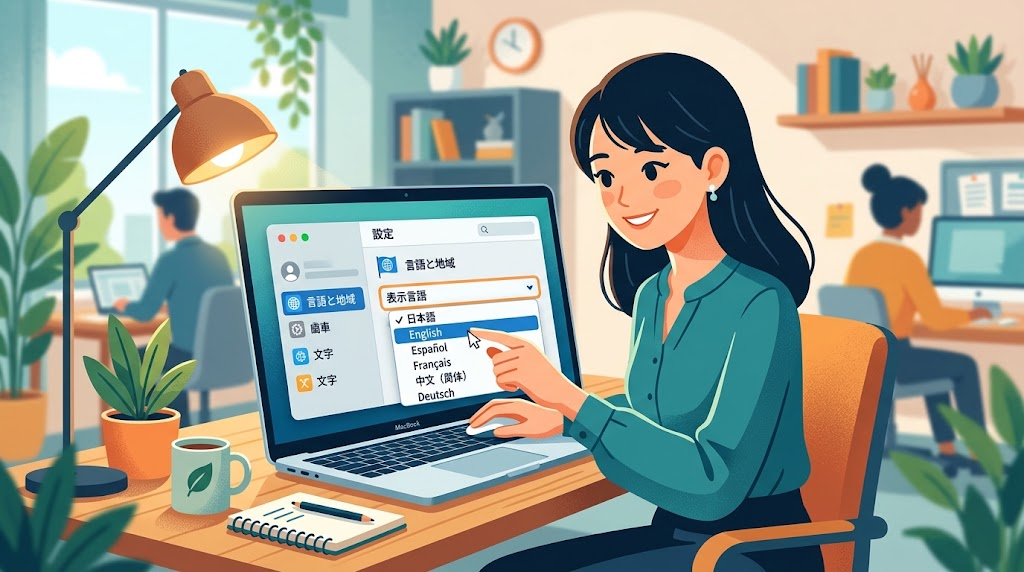 表示言語を切り替えるイメージイラスト
