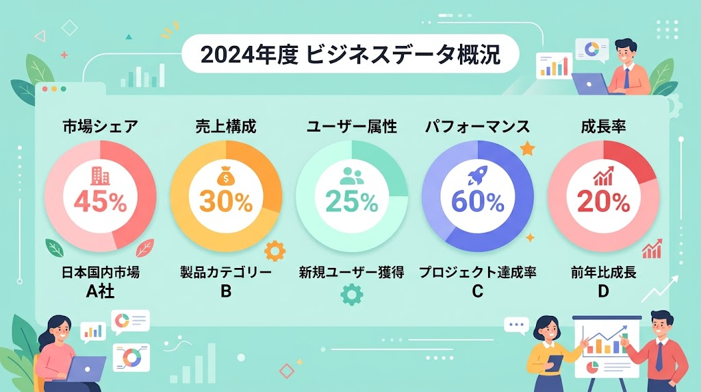 割合を示すドーナツ型グラフのイメージイラスト