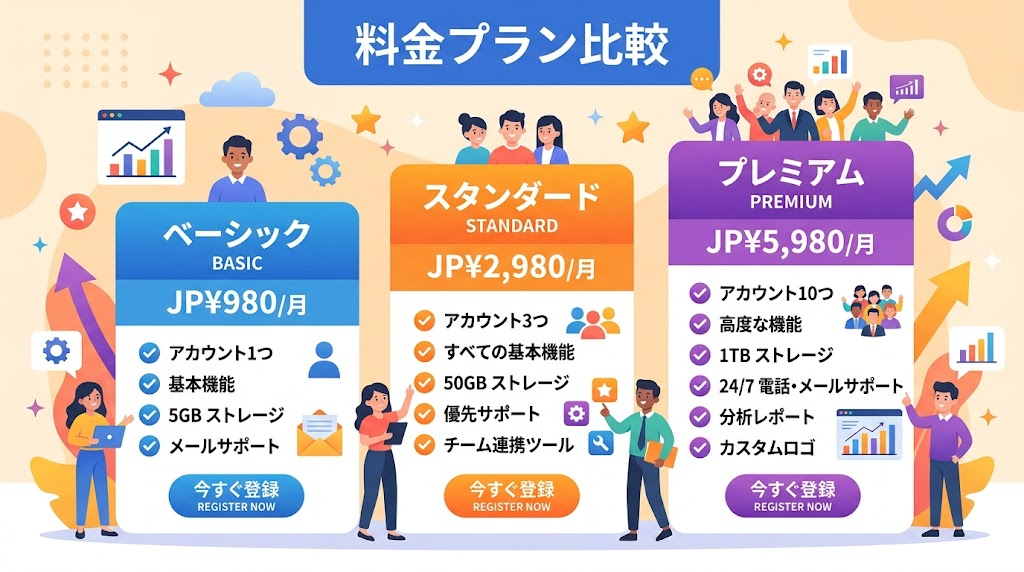 料金プランを比較するイメージイラスト