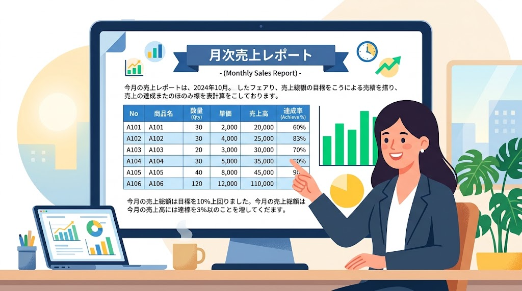 表をページに埋め込むイメージイラスト