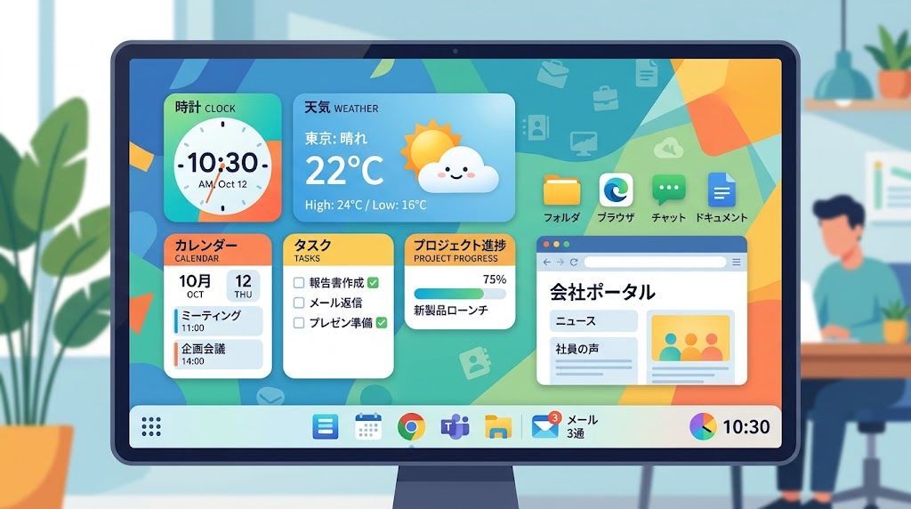 ウィジェットが並ぶ画面のイメージイラスト