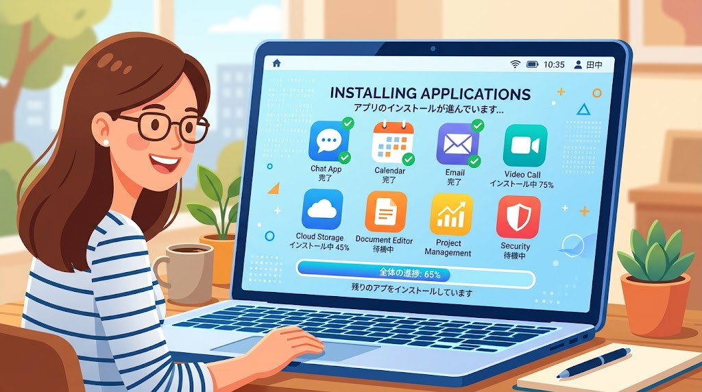 Officeアプリをインストールするイメージイラスト