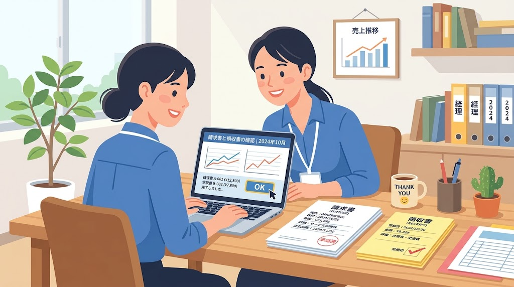 請求書と領収書のイメージイラスト