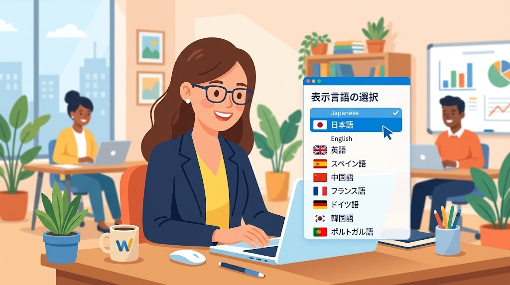 表示言語を切り替えるイメージイラスト