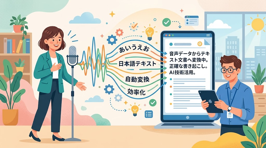 音声を文字に起こすイメージイラスト