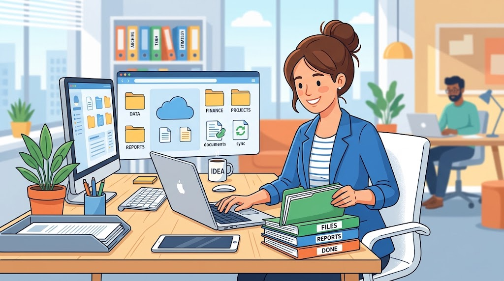 OneDriveでファイルを削除しごみ箱に移動するイメージイラスト