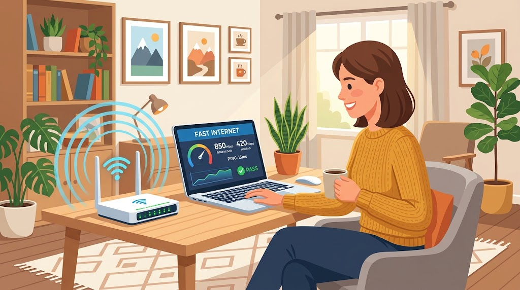 OneDriveのダウンロード速度を確認しているイメージイラスト
