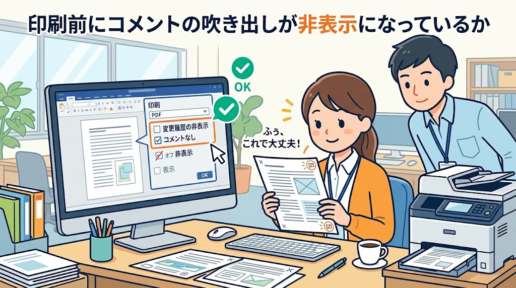 コメントを印刷しない確認のイメージイラスト
