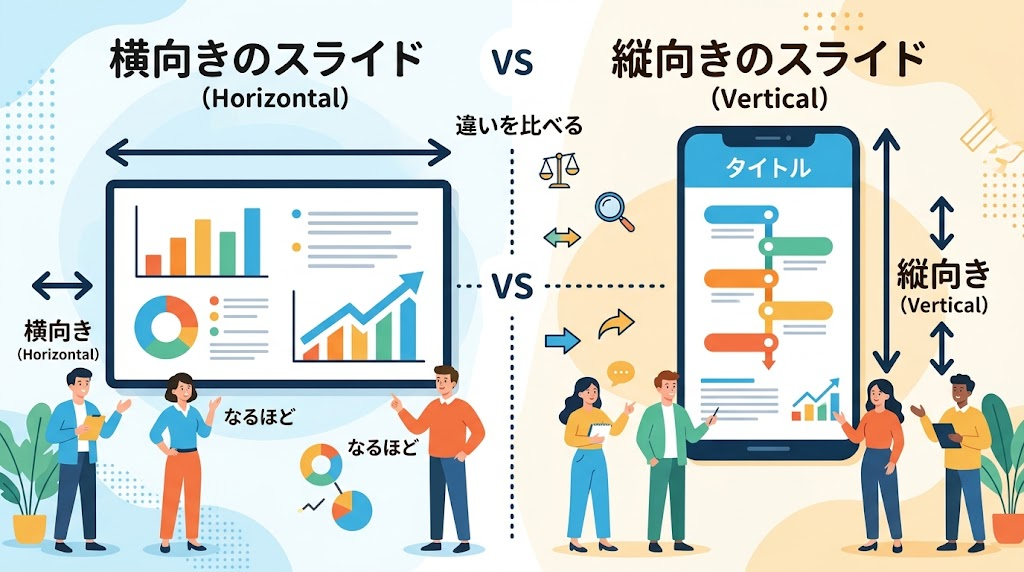 スライドの向きを変えるイメージイラスト