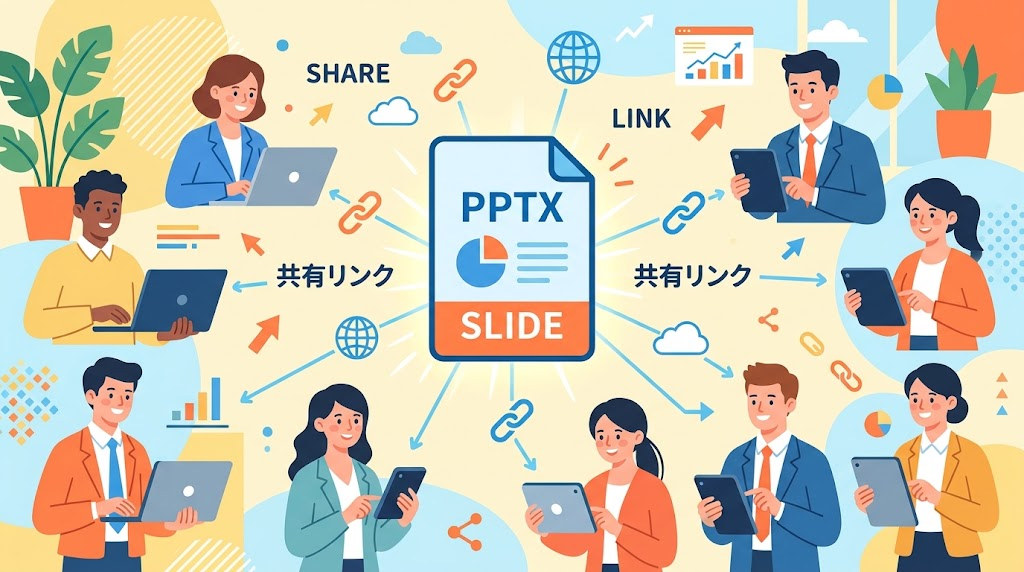 PowerPointを共有するイメージイラスト