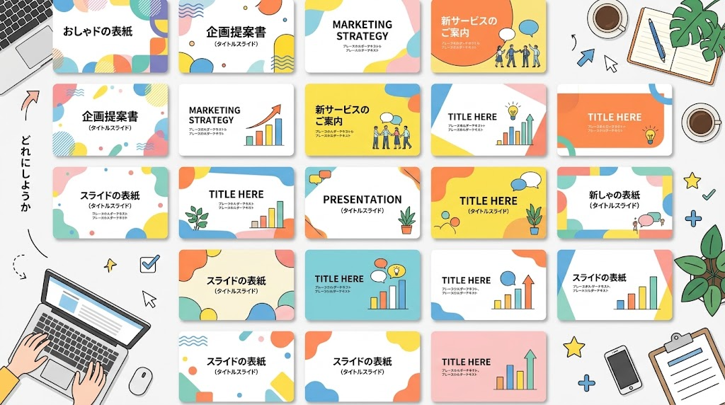 タイトルのデザイン案のイメージイラスト