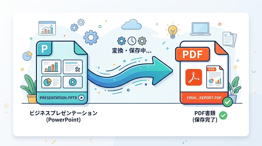 PowerPointをPDFにするイメージイラスト