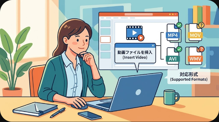 動画が挿入できない原因を確認するイメージイラスト