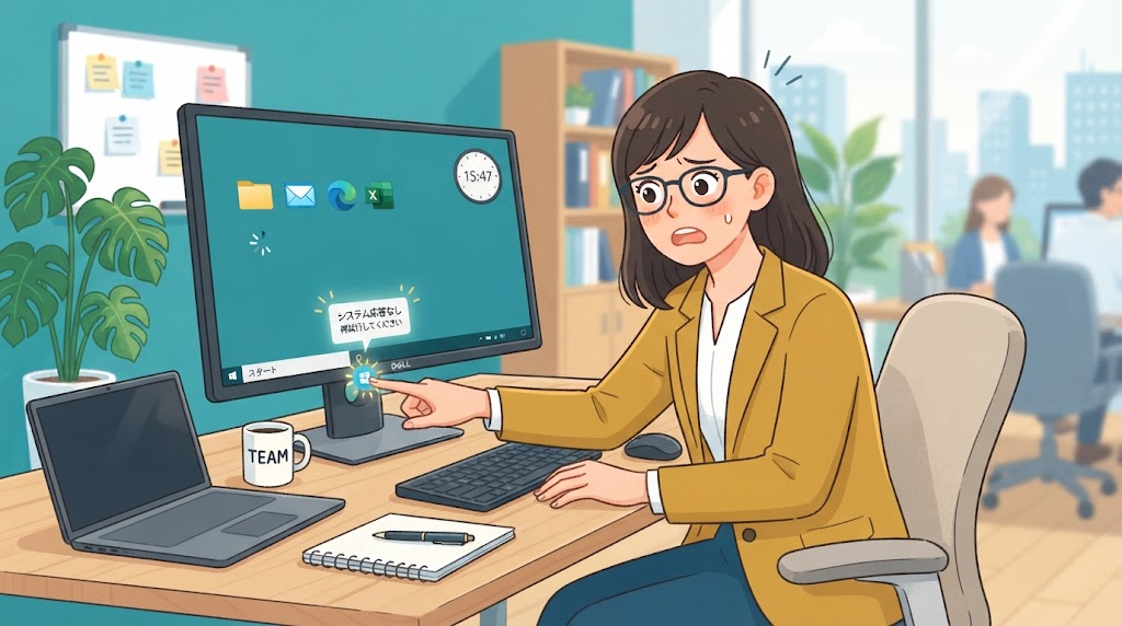 スタートボタンのトラブルのイメージイラスト