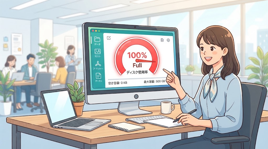 ディスク使用率100%のイメージイラスト