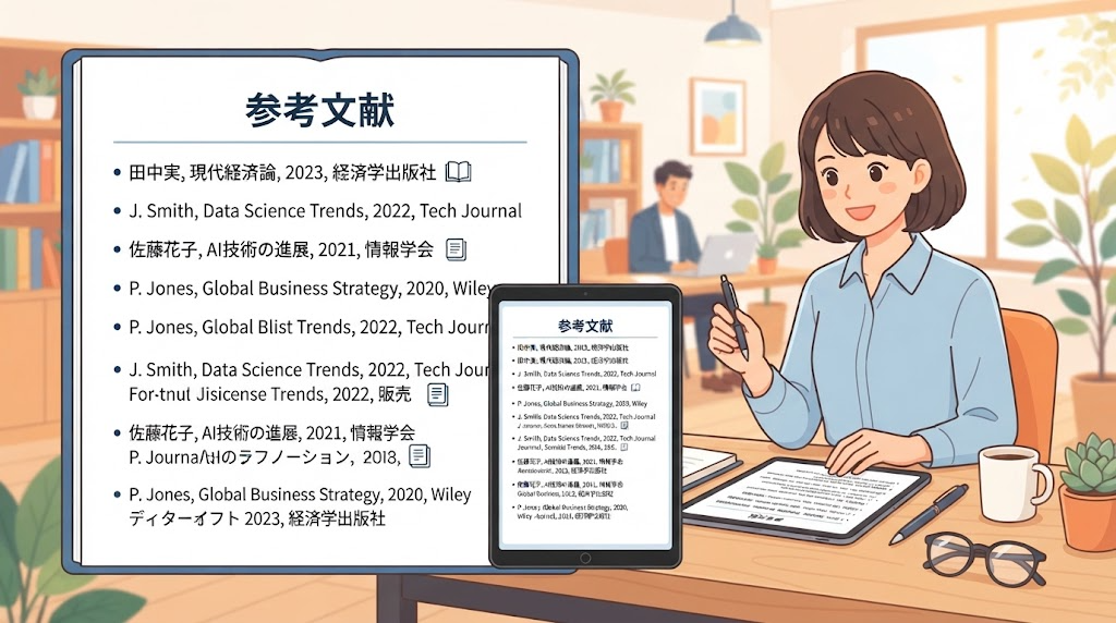 参考文献を入れるイメージイラスト