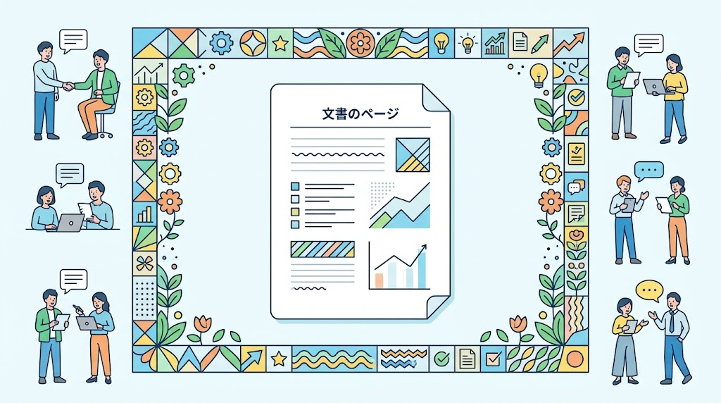 ページに枠線を引くイメージイラスト