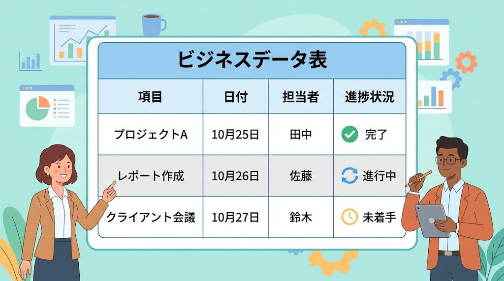 セルの中央に文字を置くイメージイラスト