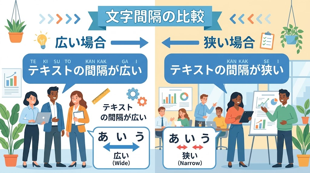 文字の間隔を調整するイメージイラスト