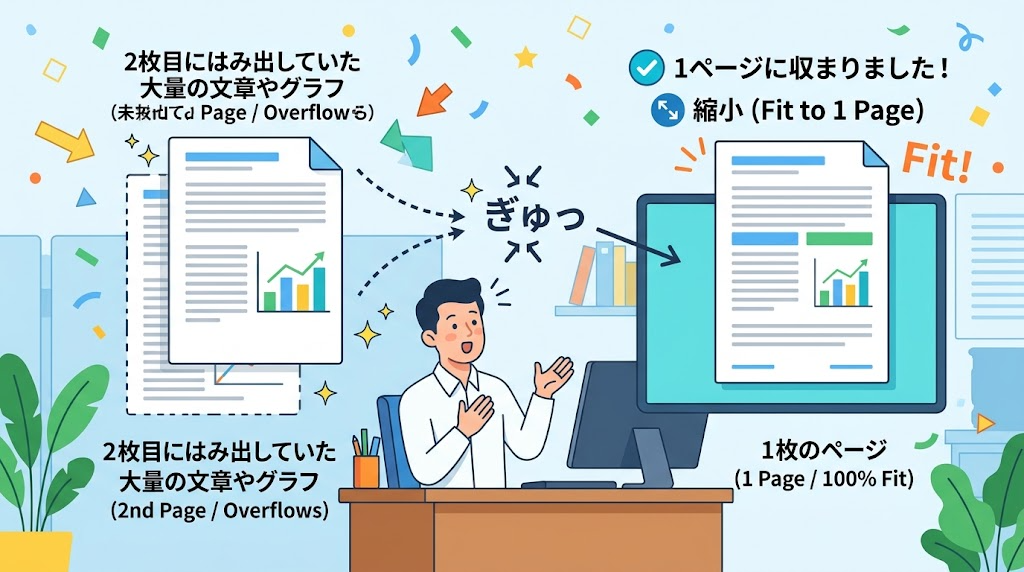 文書を1ページに収めるイメージイラスト