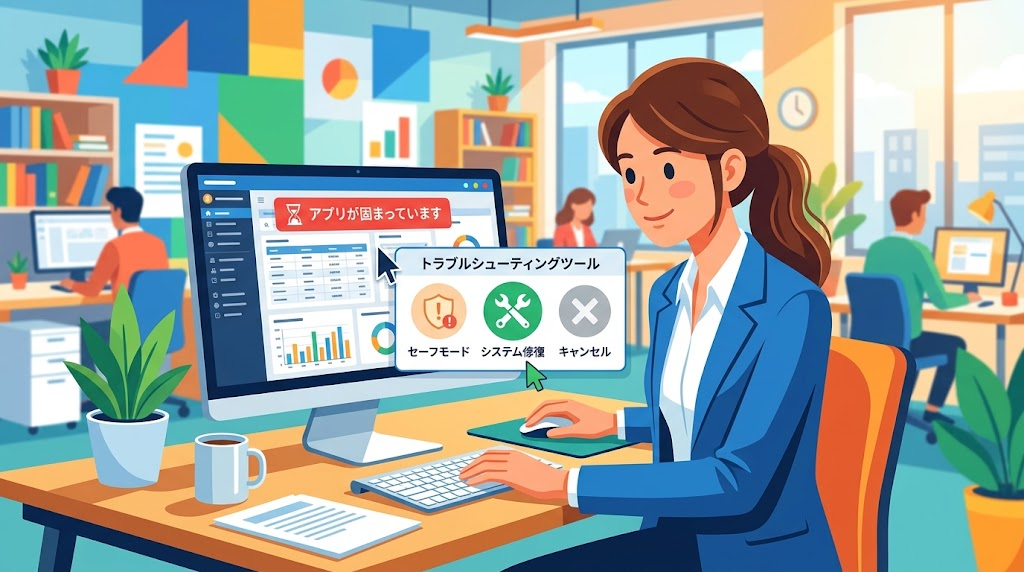アプリが落ちる時の対処のイメージイラスト