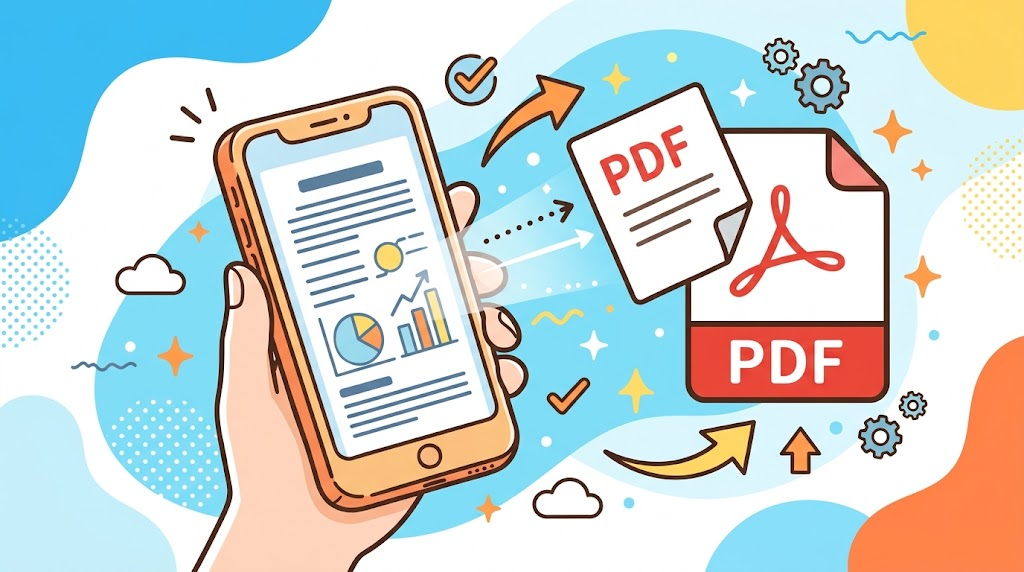 スマホでPDFに変換するイメージイラスト