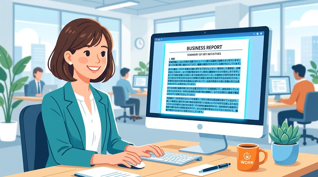 文書全体を選択するイメージイラスト
