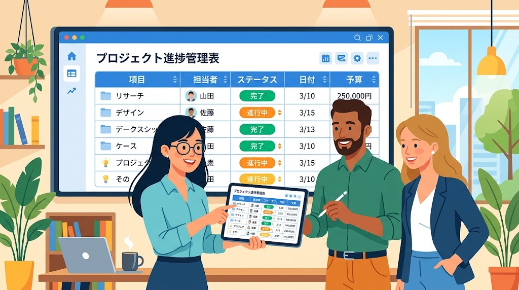 表の幅をそろえるイメージイラスト