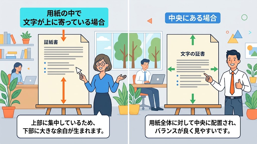 文字の垂直方向の配置のイメージイラスト